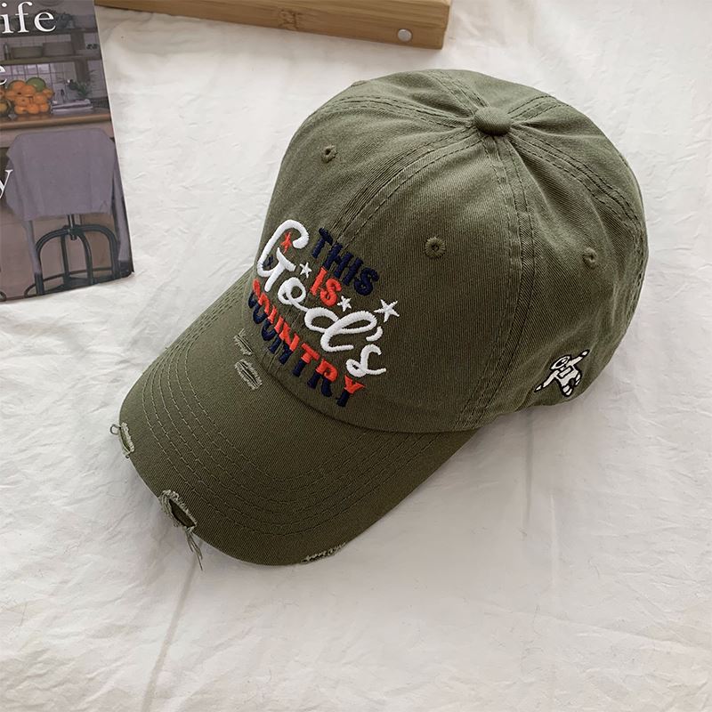 Men's Distressed Embroidered Baseball Cap Bowlift