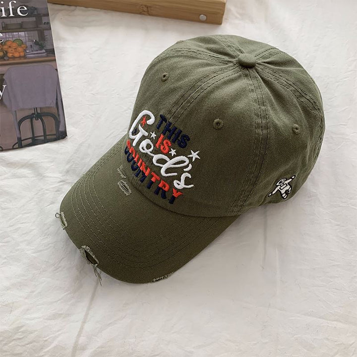 Men's Distressed Embroidered Baseball Cap Bowlift