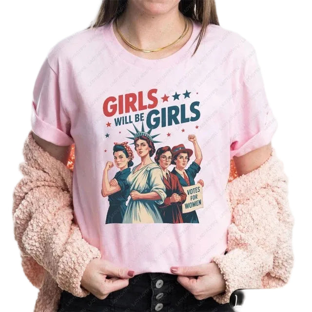 Women's nan vintage-inspired feminist graphic t-shirt with suffragette illustration Bowlift