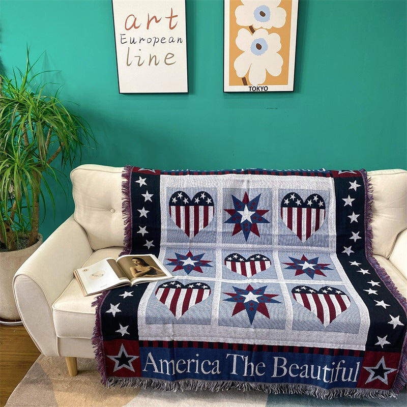 Patriotic Woven Tapestry Throw Blanket