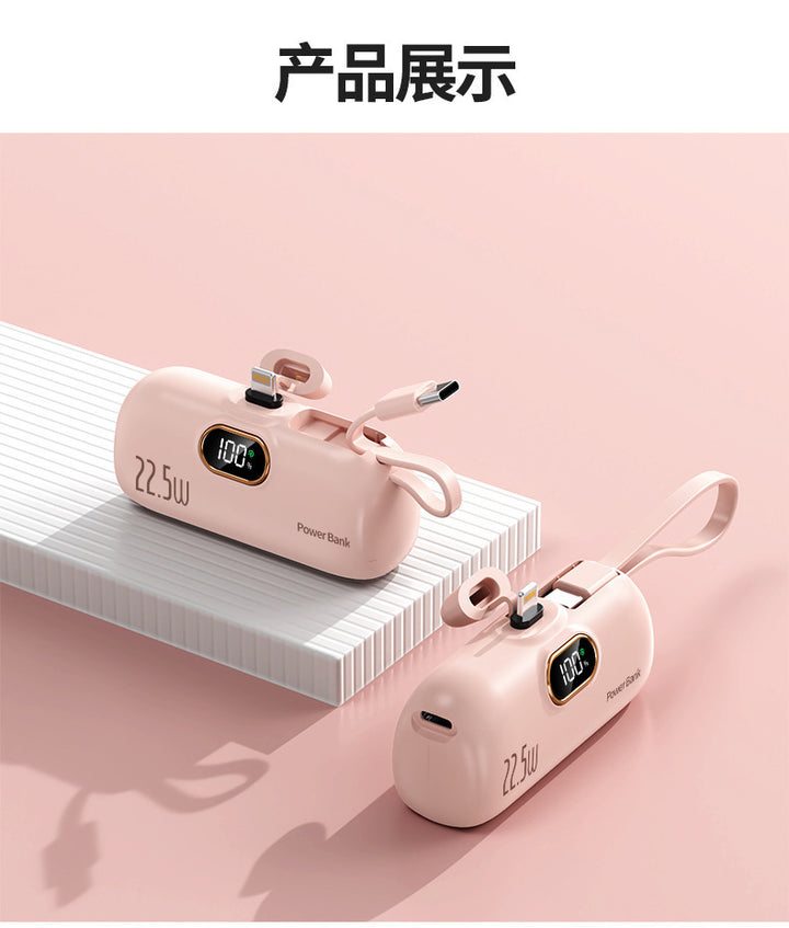 Portable power bank with innovative 22.5W fast charging function and integrated cable system Bowlift