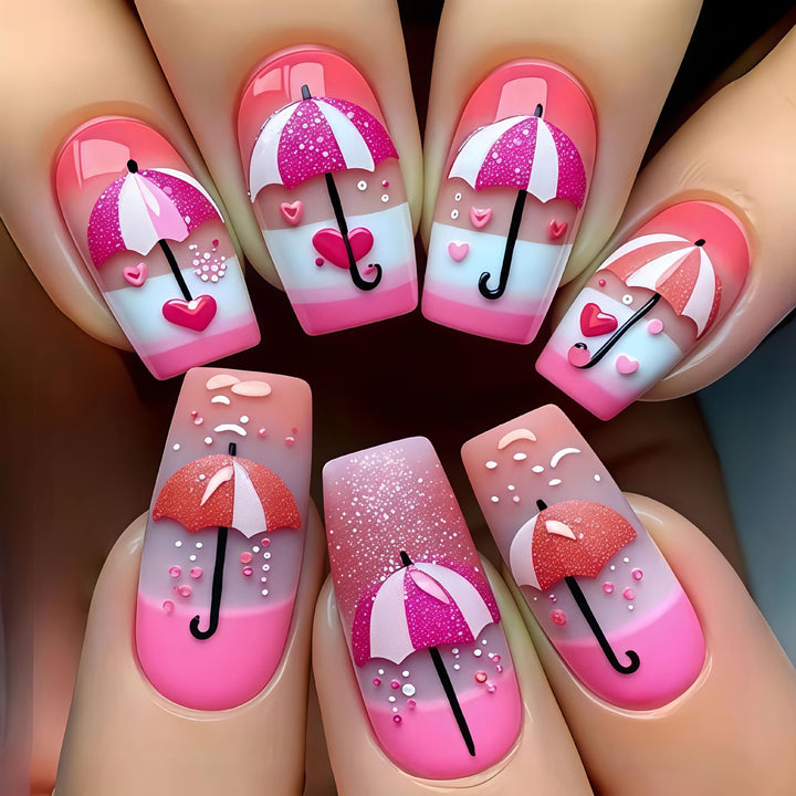 Artistic Umbrella-Themed Nail Art Bowlift
