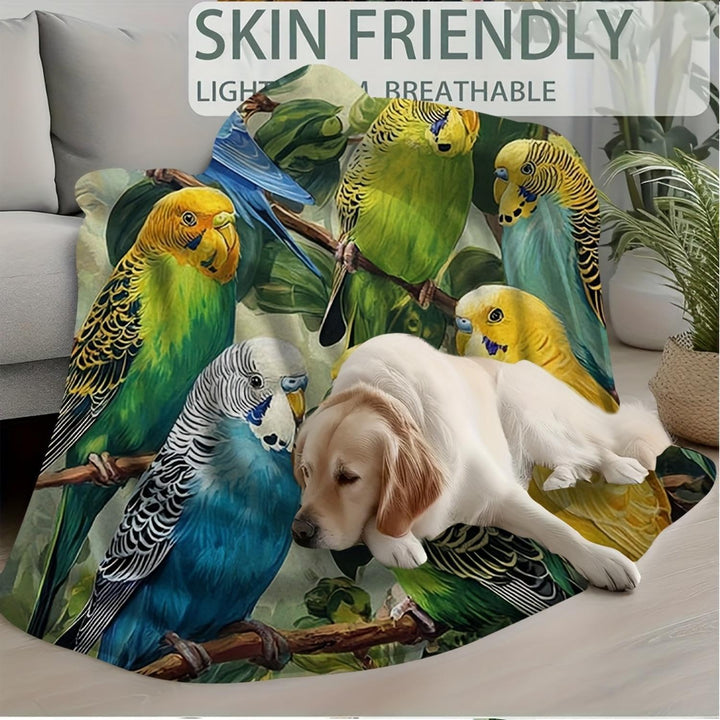 Artistic Budgie Print Throw Blanket