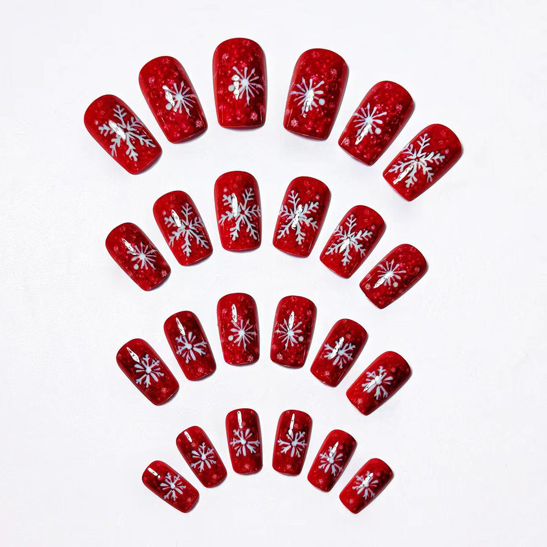 Creative Nail Art with Festive Snowflake Design Bowlift