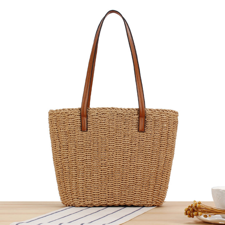 Durable straw tote bag with sturdy leather handles Bowlift