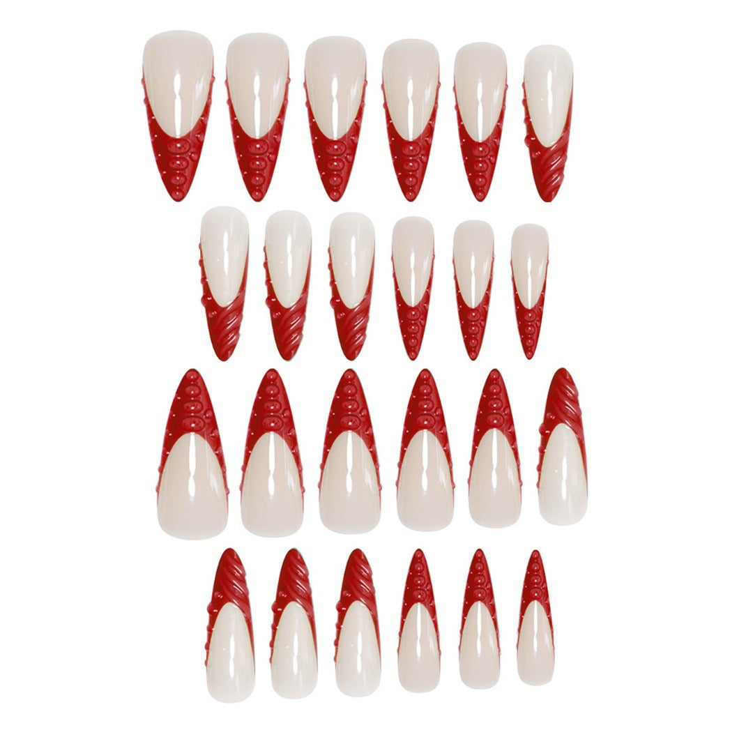 Decorative Sculpted Stiletto Press-On Nails Bowlift