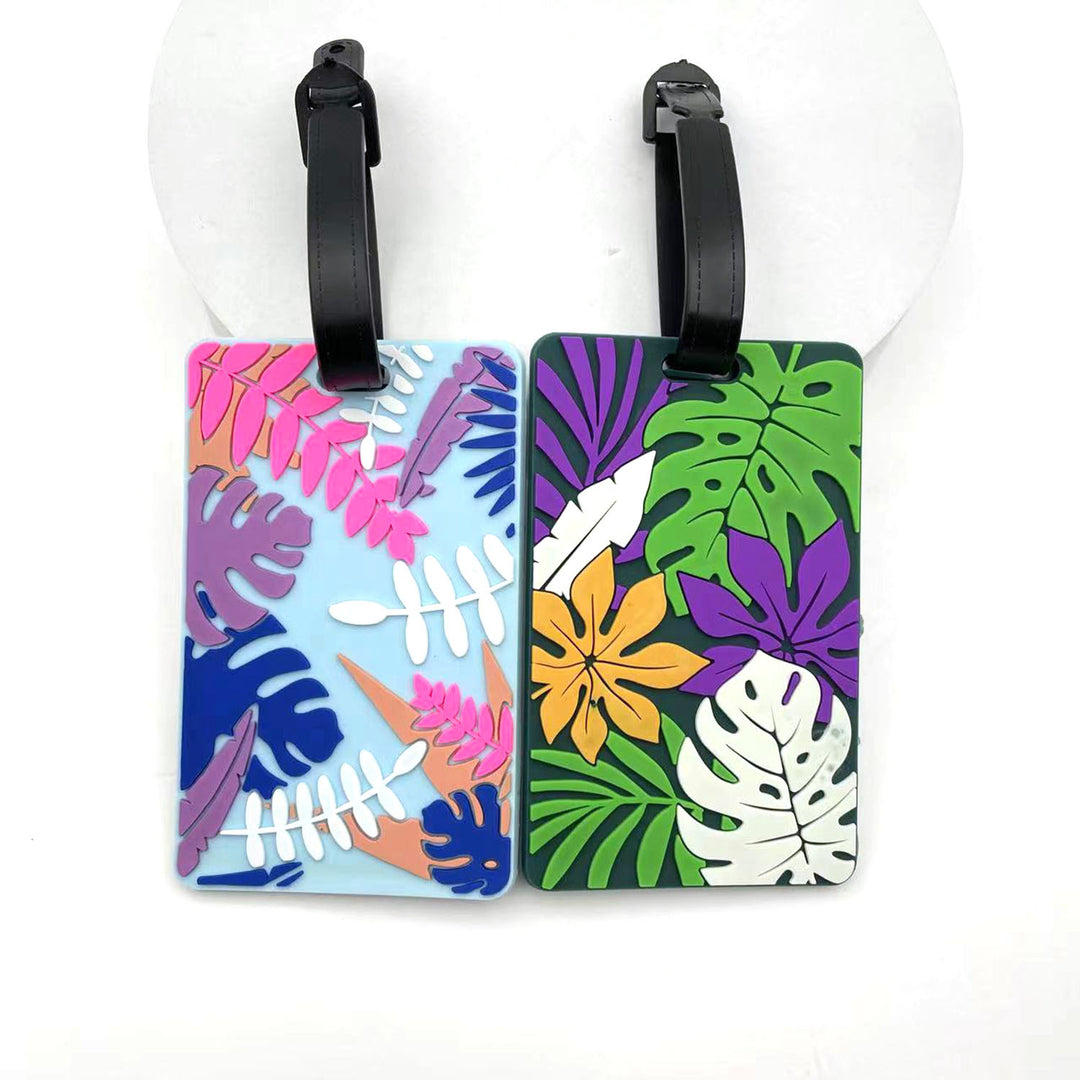silicone tropical leaf luggage tag with embossed layered design Bowlift