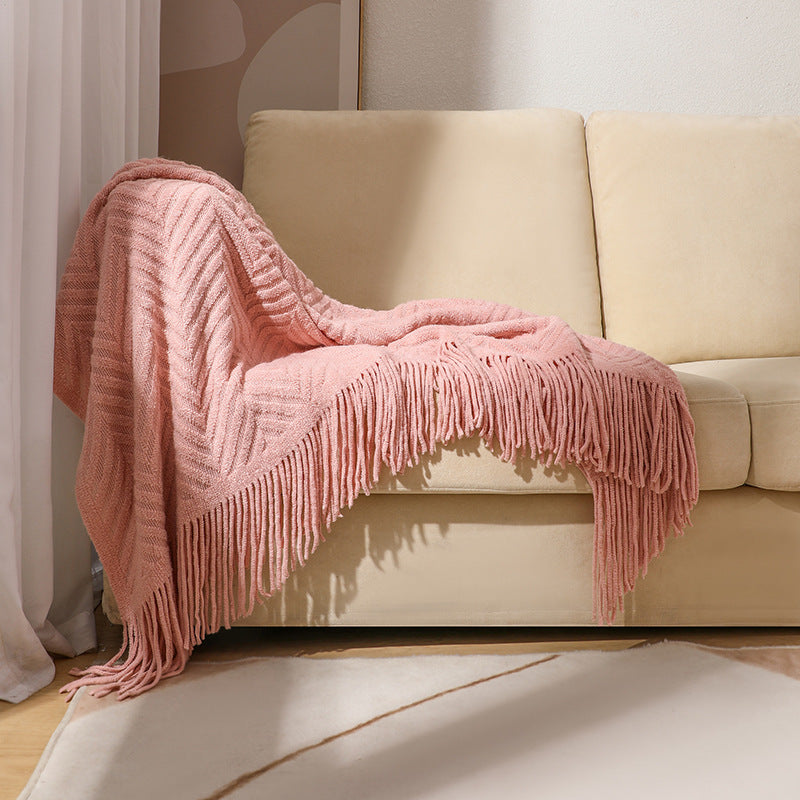 Cozy Knit Fringe Blanket Bowlift