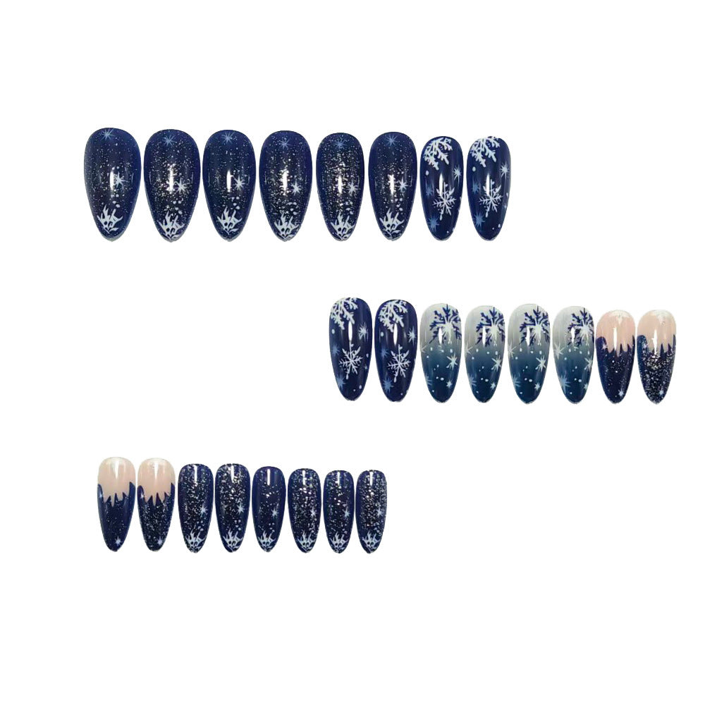 Creative artificial nails in winter snowflake design Bowlift