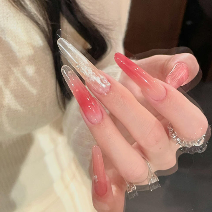 Artificial Nail Set with Elegant Gradient Color and Glitter Details Bowlift