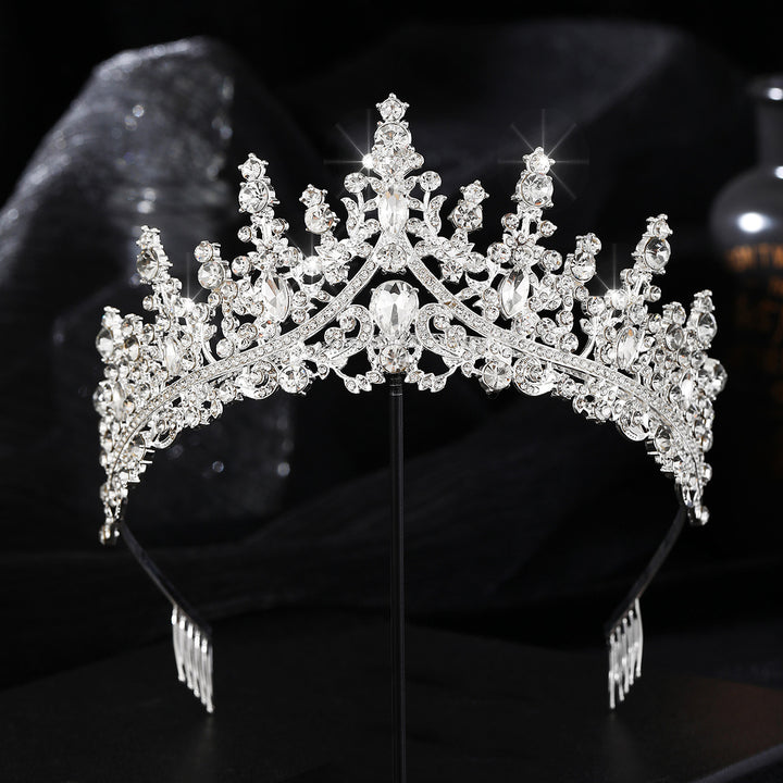 Ladies Rhinestone Tiara with Sparkling Gemstones Bowlift