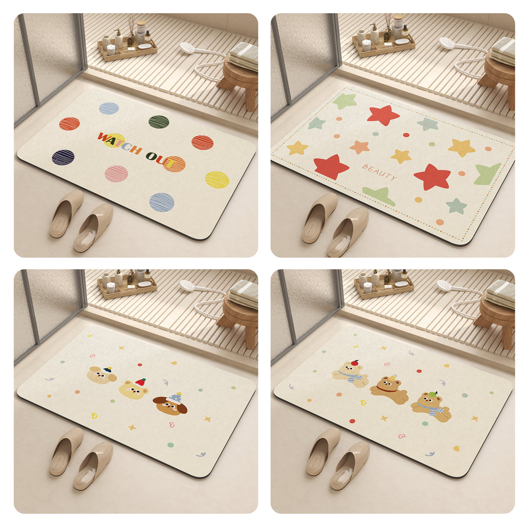Playful Cartoon Dog-Themed Bath Mat Bowlift