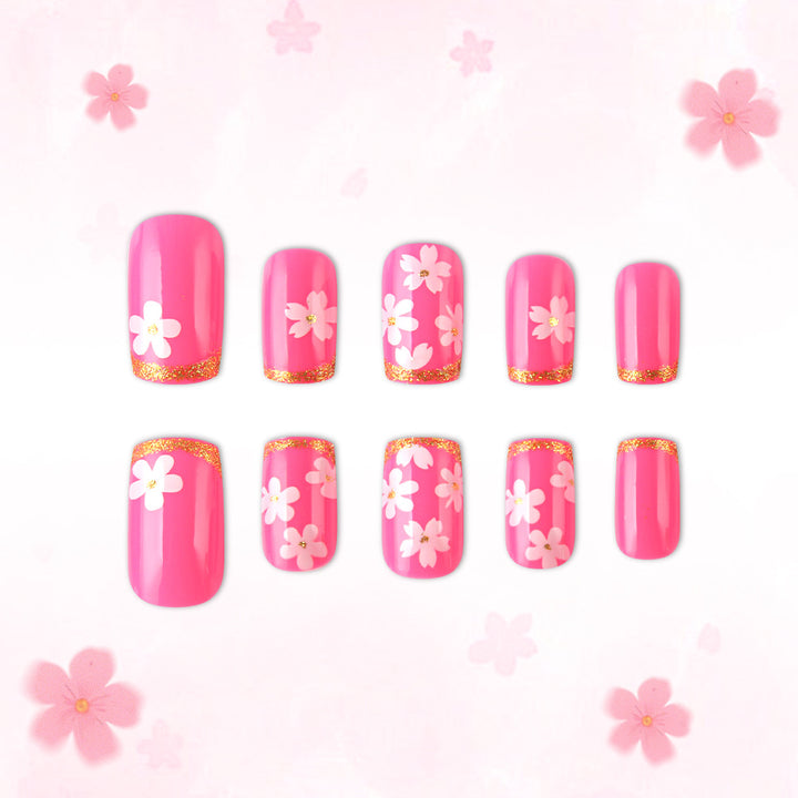 Floral Gel Nail Art Design Bowlift