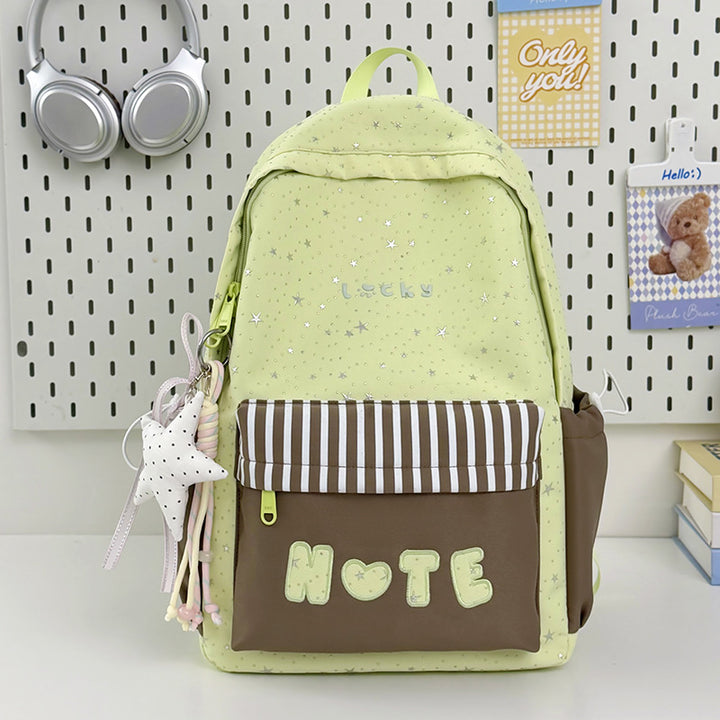 Cute Illustrated Star-Embellished Backpack Bowlift