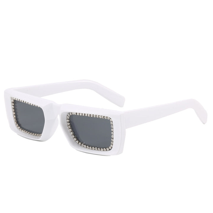 Women extravagant square sunglasses with glittering frame Bowlift