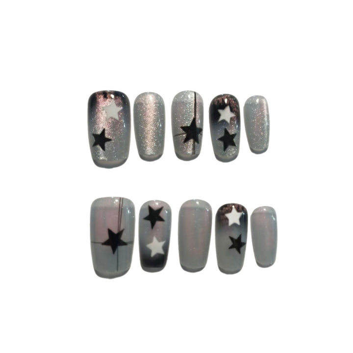 Artistic Star-Pattern Press-On Nail Set Bowlift