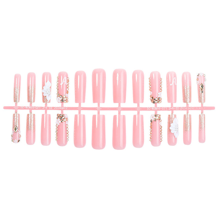 Elegant Decorative Press-On Nails Set Bowlift