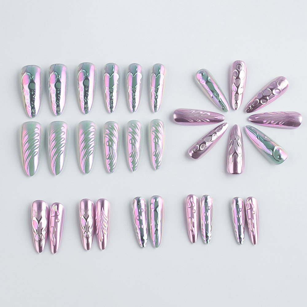 Artistic Metallic Gel Nail Art Design Bowlift
