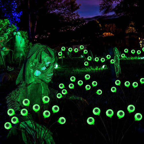 Glowing Eyeball Garden Stake Set With Solar LED And Flexible Stems Bowlift
