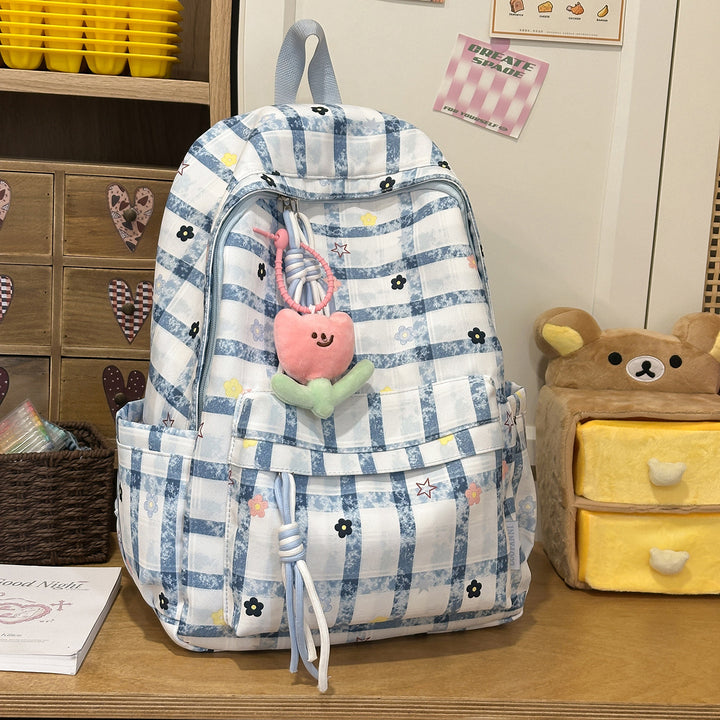 Stylish Checkerboard Print Backpack Bowlift