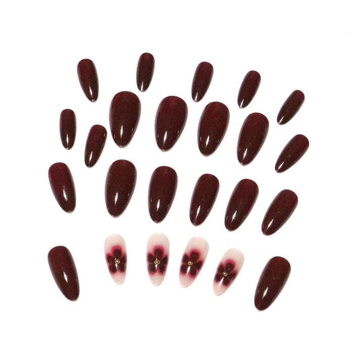 Elegant Floral Design Press-On Nail Art Bowlift