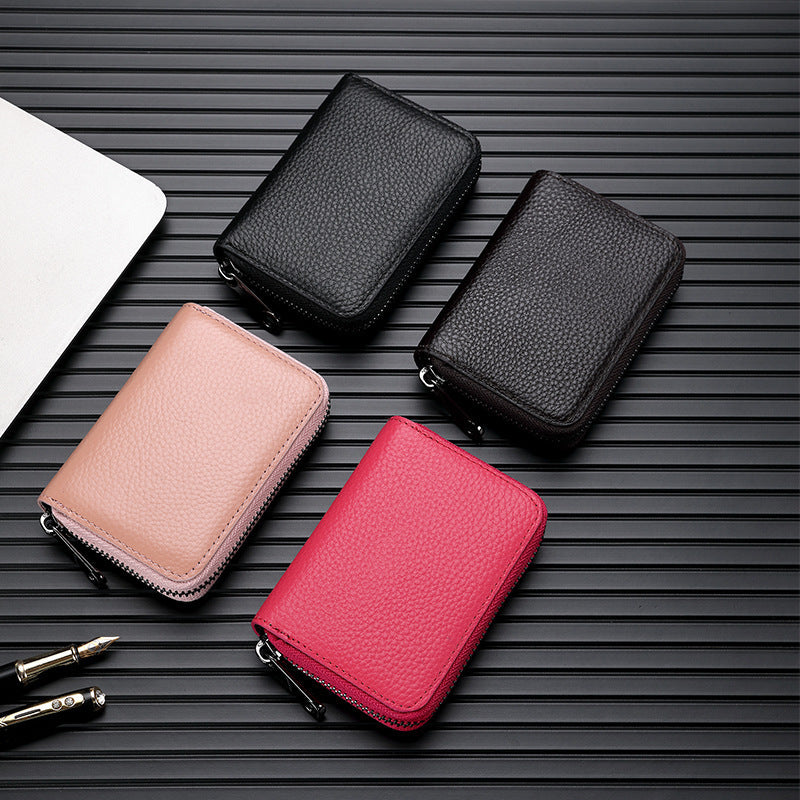 Stylish Zippered Leather Card Holder Bowlift