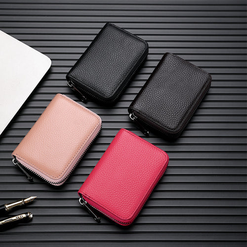 Stylish Zippered Leather Card Holder Bowlift