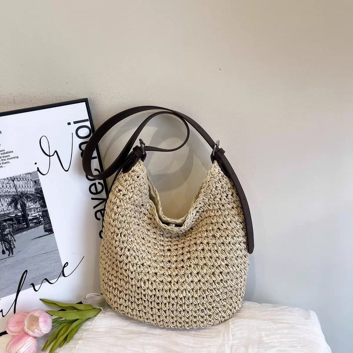 Braided shoulder bag with elegant leather strap Bowlift