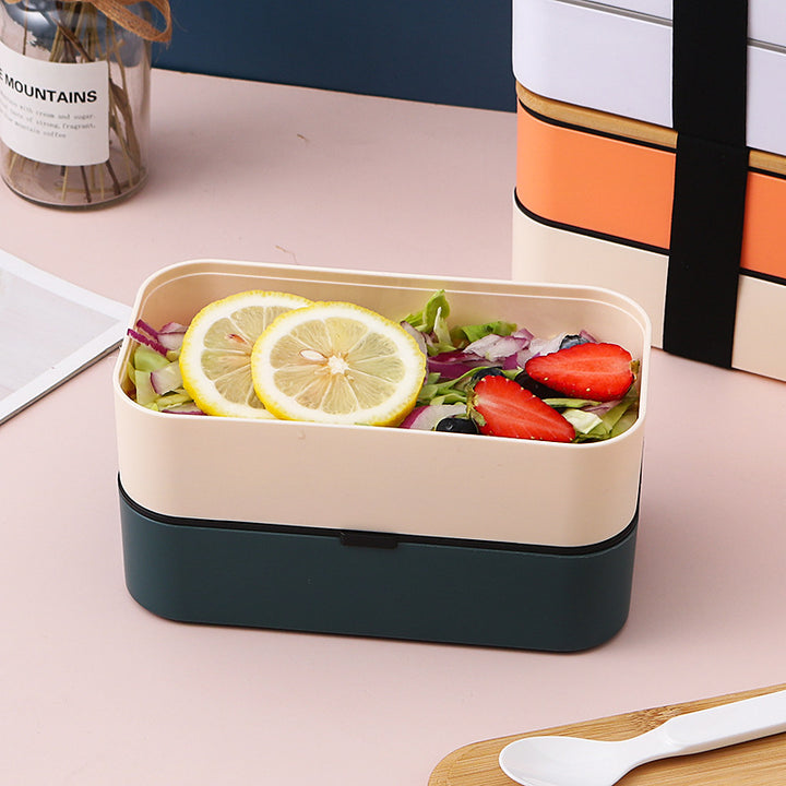Dual-Tiered Bamboo Top Lunch Box