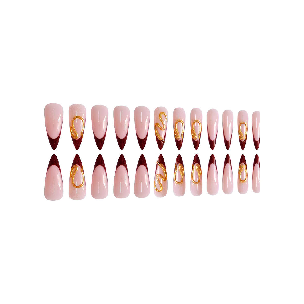 Artistic Stiletto Press-On Nail Design Bowlift