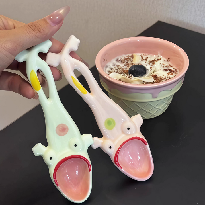 BowLift | Funny Frog Long Handle Ceramic Spoon