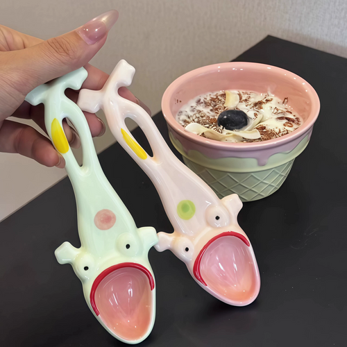 BowLift | Funny Frog Long Handle Ceramic Spoon