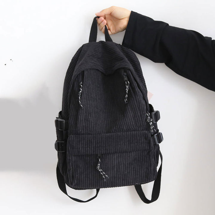 Cord-Backpack with Functional Zipper Pockets and Adjustable Shoulder Straps Bowlift