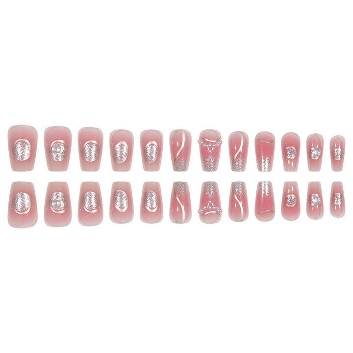 Elegant Stiletto Press-On Nail Set with Gem and Glitter Accents Bowlift
