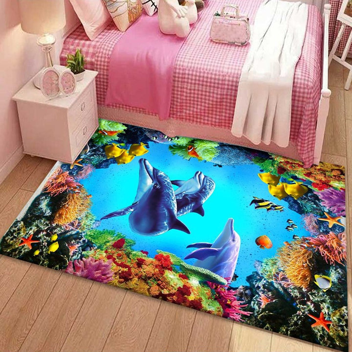 Coral Reef Ocean Scene Rug