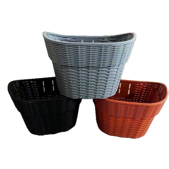 woven rattan style PVC bicycle front basket with quick release mounting Bowlift