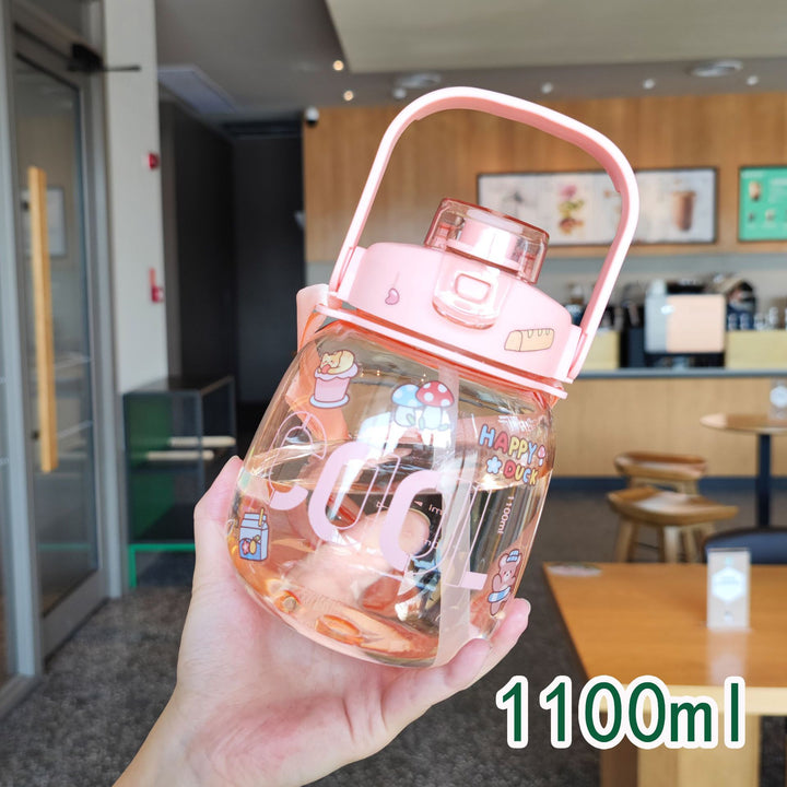 Women colorful and leak-proof water bottle with ergonomic carrying handle Bowlift