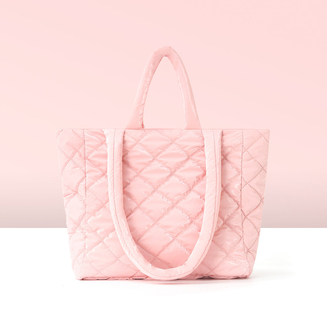 Padded Tote Bag in Modern Check Design Bowlift