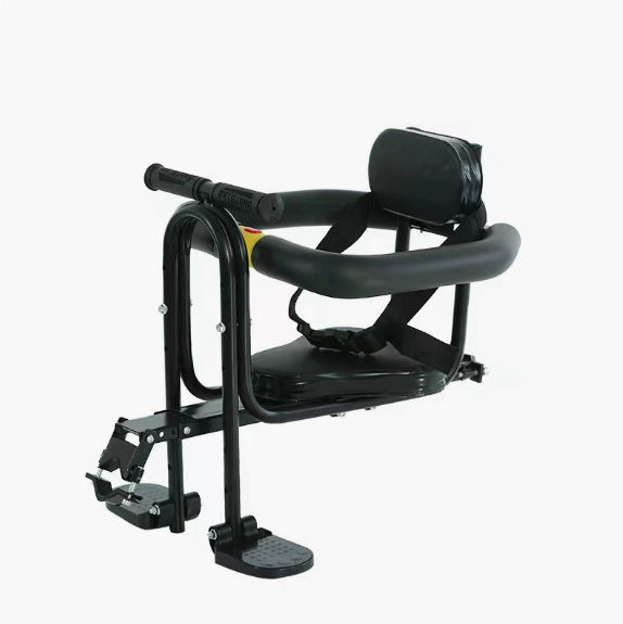 child bike seat with padded safety bar adjustable footrests and supportive reclining backrest Bowlift