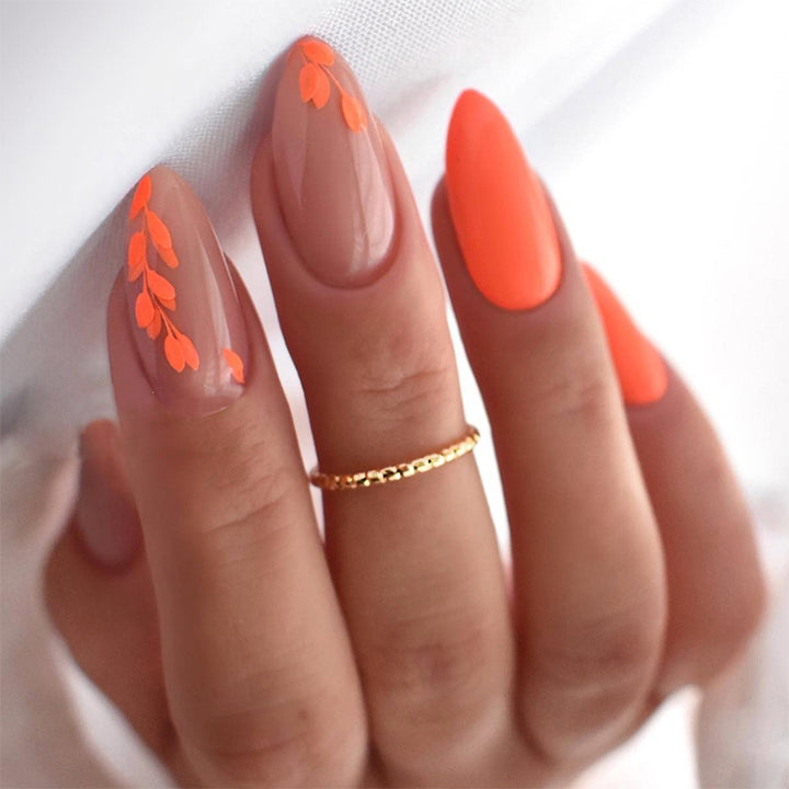 Artistic Press-On Nail Set with Seasonal Floral Designs Bowlift