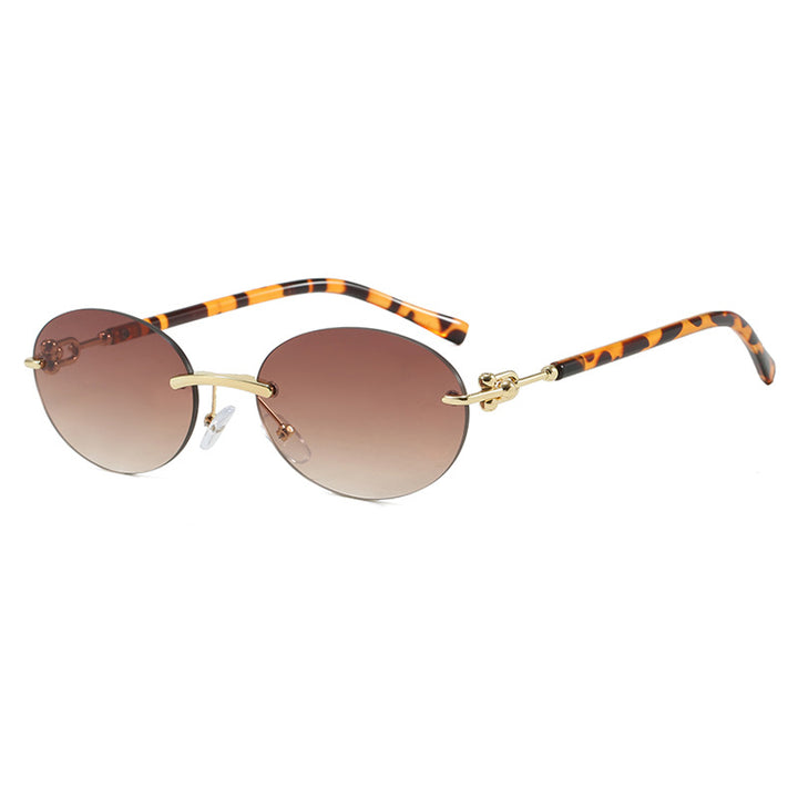 Women oval sunglasses with luxurious metal frame and mirrored lenses Bowlift