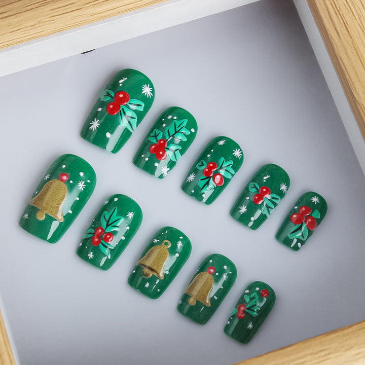Festive Holiday-Themed Press-On Nail Art Bowlift 1787543135