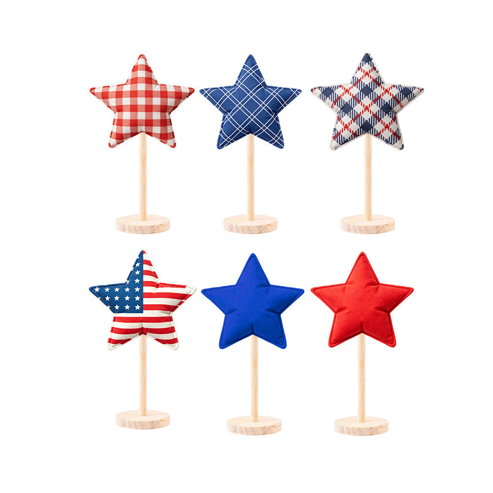 Unisex decorative fabric star display with wooden base Bowlift