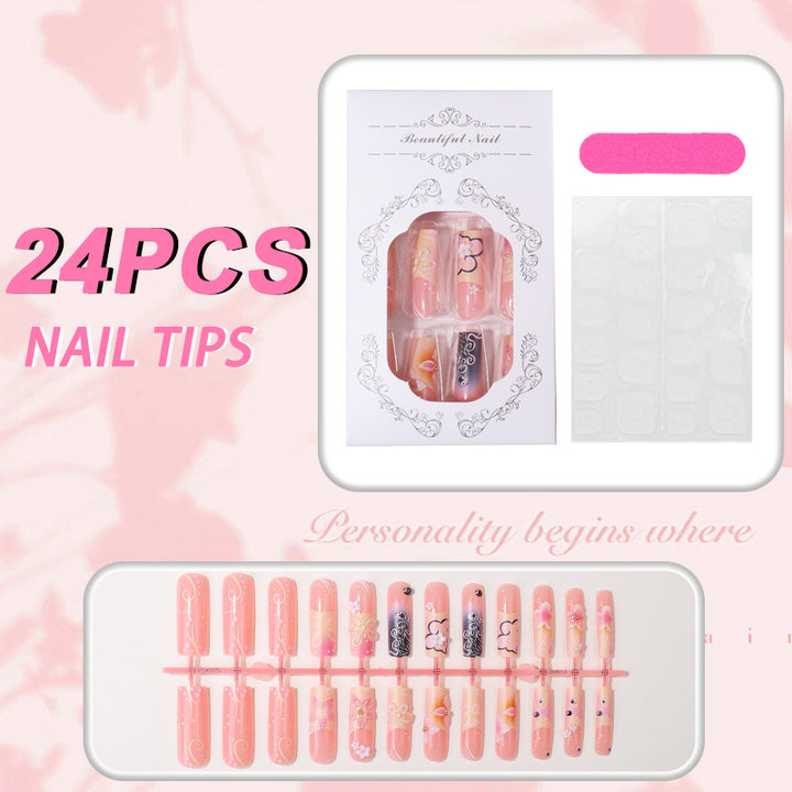 Floral Themed Press-On Nail Art Set Bowlift