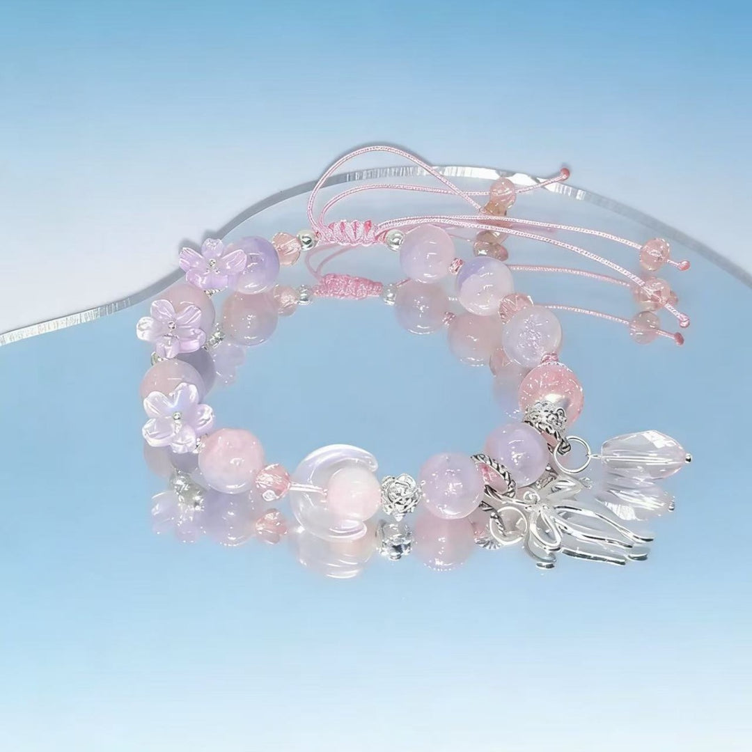 Handmade Floral Bead Charm Bracelet Bowlift