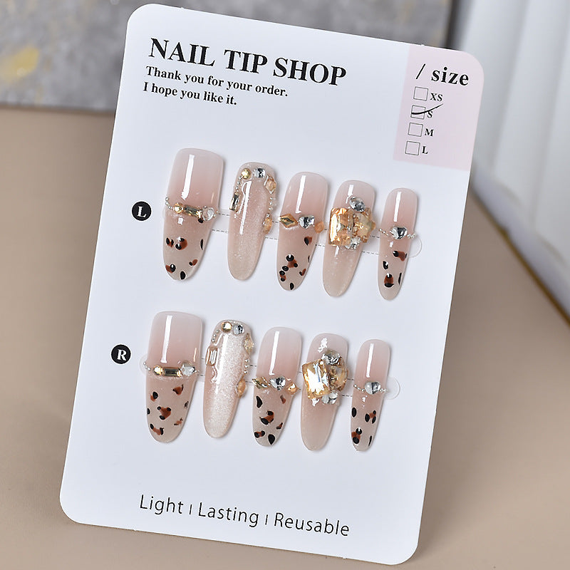 Decorative Press-On Nail Extensions with Gem Accents Bowlift