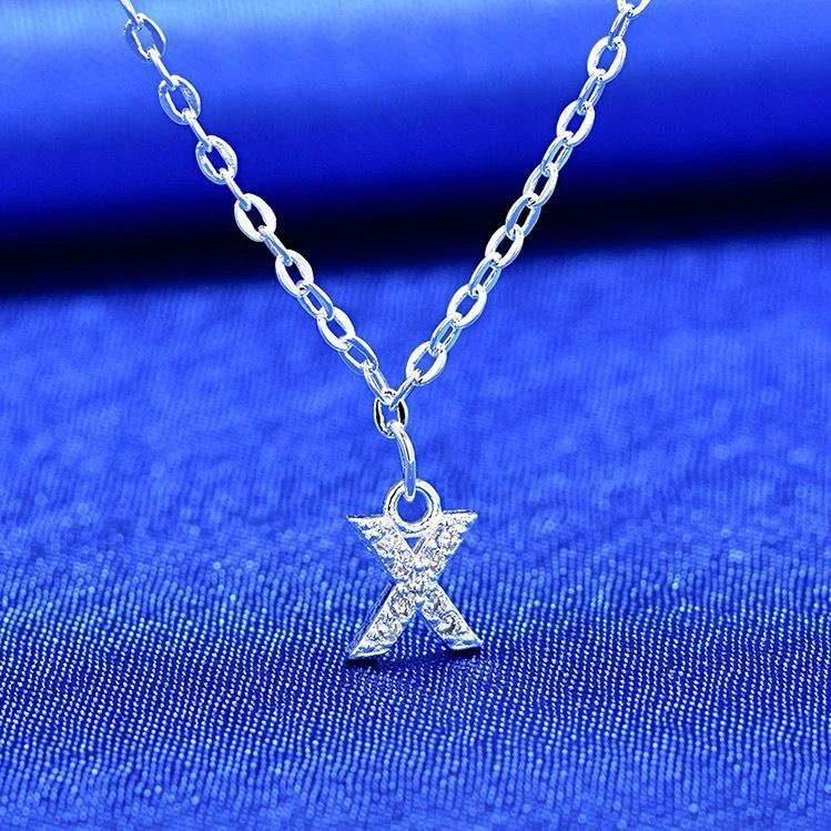 Dainty Pavé Cubic Zirconia Initial A Pendant Necklace Silver-Tone Chain Bowlift