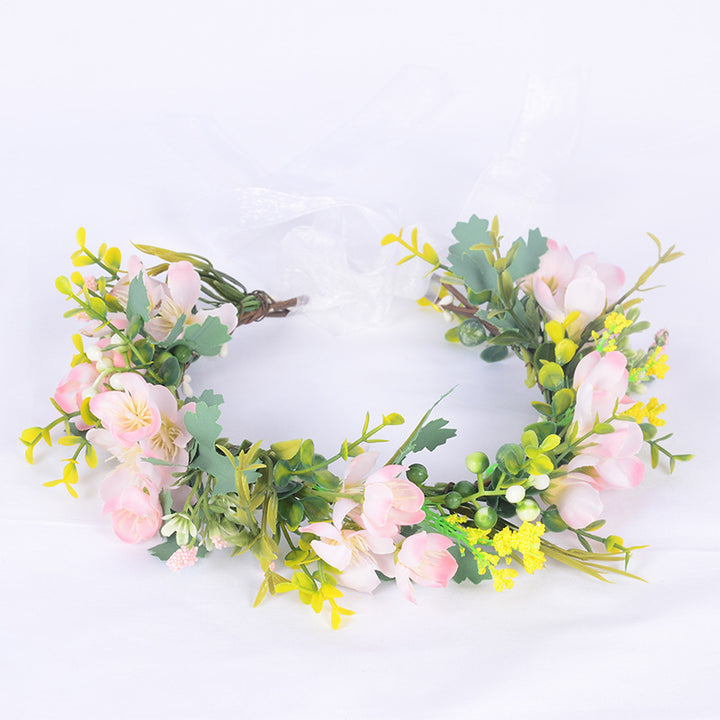 Handmade Romantic Artificial Flower Crown Headband for Bridal and Festival Bowlift