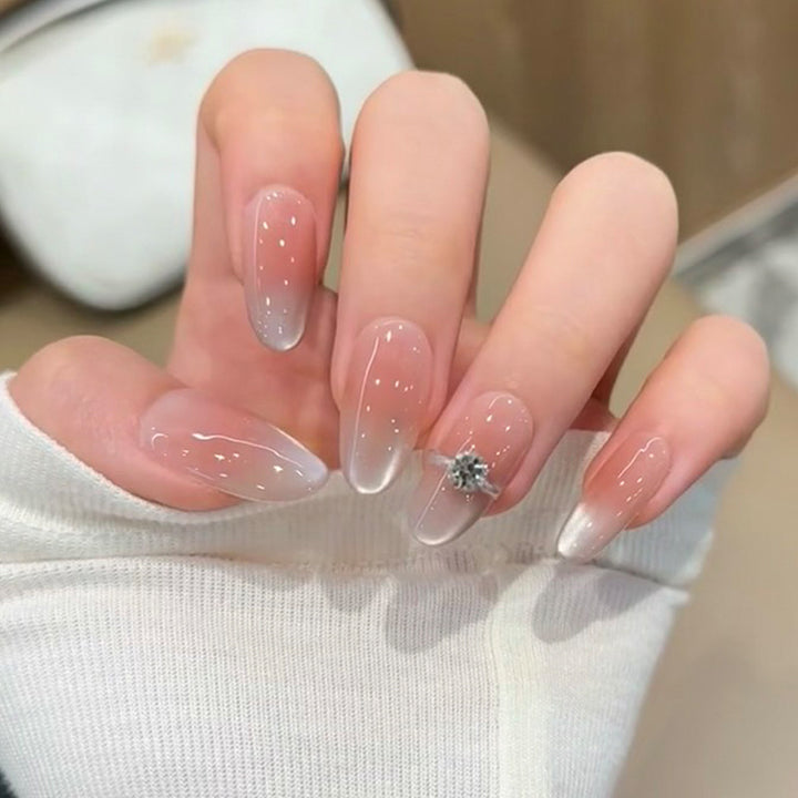 Elegant Press-On Nail Set with Glitter and Gloss Finish Bowlift