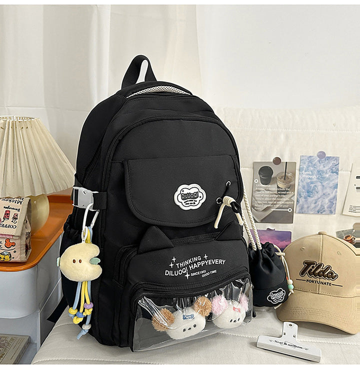 Cat-Designed Multi-Pocket School Backpack Bowlift